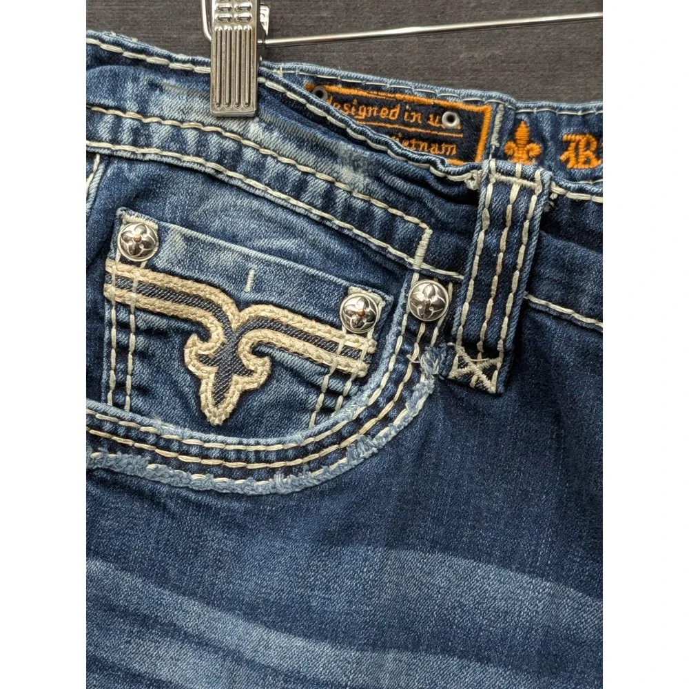 Rock Revival Ayden Slim Boot Jeans Men's Size 38 Embroidered Stretch 27